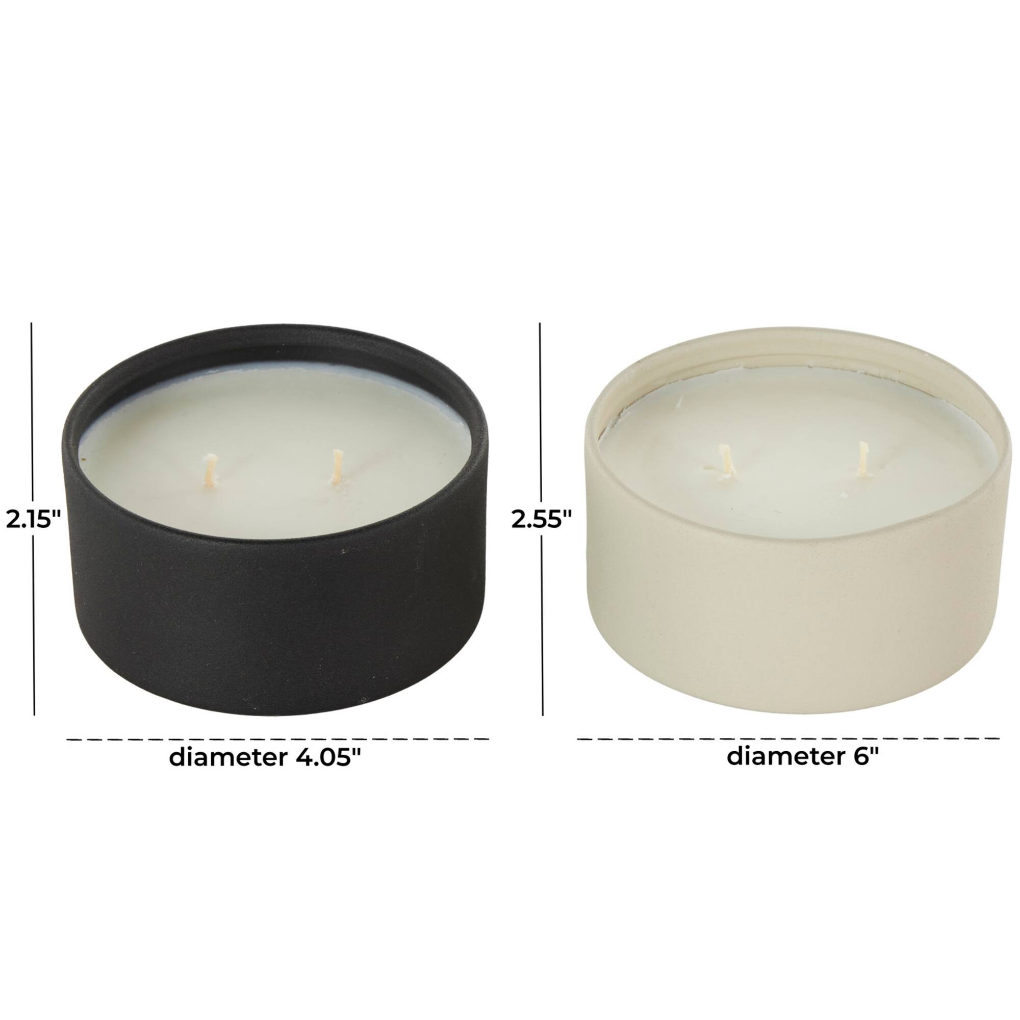 1.8 lb. Black & White Apple Cinnamon & Creamy Vanilla Swirl Scented Metal Textured Wick Candle Set